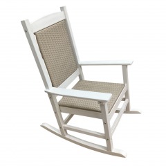 White w\/ Tan Wicker Rocking Chair