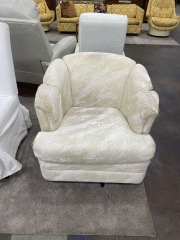 Ivory Vintage Shell Swivel Bucket Chair