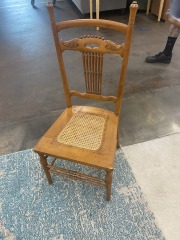 Antique Oak Chair with Caned Seat