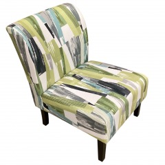 Modern Green & Blue Uph. Armless Chair