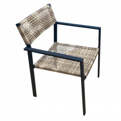 Black Aluminum Frame  w\/ Faux Wicker Patio Chair