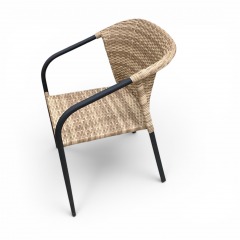 Black Aluminum Chair w\/ Brown Wicker