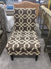 Geometric Taupe Accent Chair