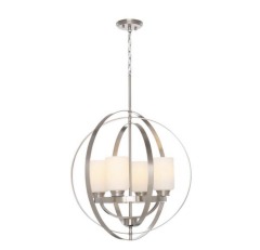 Brushed Nickel 4 Light Sphere Chandelier