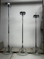 Vintage Space Age Chrome and Glass Pendant Light Fixtures