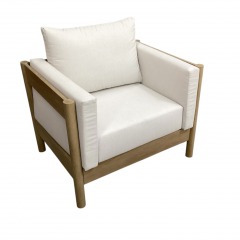 Natural Wood 4 White Cushion Oversized Chair