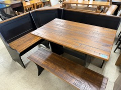 CORNER BENCH W\/TABLE AND BENCH