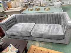 Grey Velvet Louis Sofa