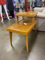 MCM Honey Finish Two-Tier Side Table