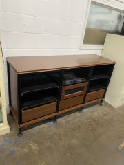 Modern Black & Cherry & Entertainment Cabinet