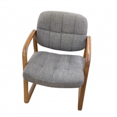 MCM Exposed Wood and Grey Upholstery Office Chair