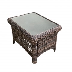 Brown Wicker Glass Top Patio Table