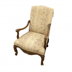 Carved Wood Armchair With Gold Paisley Upholstery