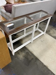 White & Brown Farmhouse Entryway Table