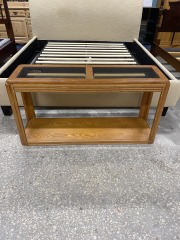 Retro 70's Vibes Oak & Smoked Glass Entryway Table