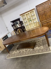 Country Banquet Wood Dining Table w\/ Three Leafs