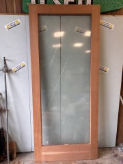 Solid Wood 1 Panel Double Pane Glass Door
