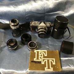 Nikon F Eye Level Silver 35mm Film Camera Body\/Lens From JAPAN plus accessories *UNTESTED SOLD AS IS*