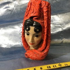 Vintage 1966 Marwal Chalkware Spanish Woman Senorita Bust Sculpture Signed