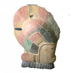 hand-carved wooden fish sculpture