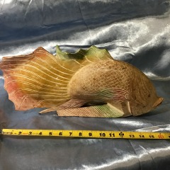 hand-carved wooden fish sculpture *HAS DAMAGE* as pictured *SOLD AS IS*