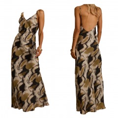 3702 P8 | 12TH TRIBE Solmar Olive Abstract Maxi Dress