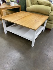 Classic Wood & White Square Coffee Table