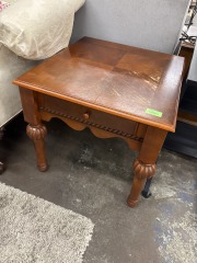 Wood Side Table with Drawer