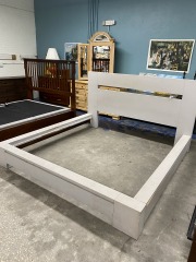 Modern Grey King Bed Frame (As Is)