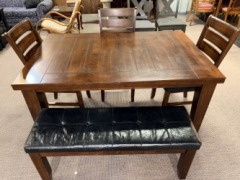 Online:D-Dining Table w\/3 chairs & bench