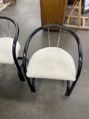 Modern Black & White Metal Chair with Fuzzy Cushion (Each)