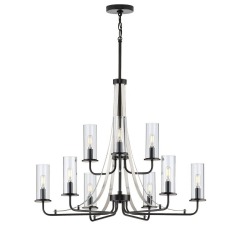 Matte Black Chrome Glass Modern Chandelier
