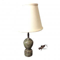 antique table lamp features a green marble base
