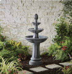 Allen + Roth 46-in H Plastic Electric Powered Tiered Outdoor Fountain
