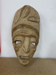 Hand Carved Wood Mask with Snake