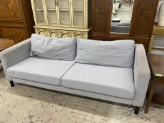 Light Blue Deep Seated Modern Couch (AS IS)