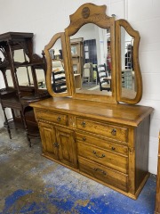 Demure Country Farmhouse Dresser with Mirror