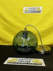 Brushed Nickel and Blue Costal Hammered Glass Pendant Light