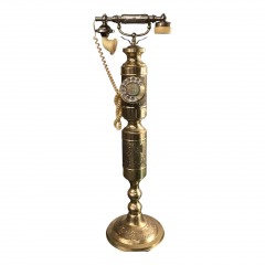 Vintage French Style Upright Pedestal Brass Rotary Phone 42\