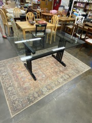 Glass Top Dining Table with Black Base