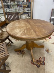 Rustic Round Wood Table (No Leaf)