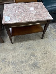 pink granit top end table