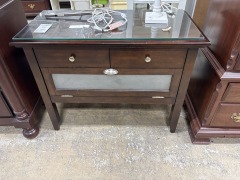 Dark Walnut Glass Top Console