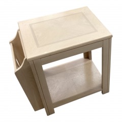 Blonde Finish Side Table w\/Built-In Magazine Rack