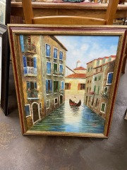A Beautiful Boat Ride in Italy Framed Original Painting