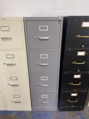 Vintage Grey HON Four Drawer Filing Cabinet with Key