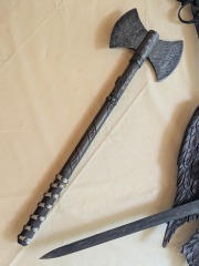 Vintage Spanish Handcrafted Metal & Wood Axe