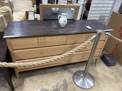 Scandinavian Style 6 Drawer Dresser w\/Mirror