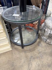metal round glass end table