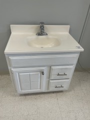 White Single Vanity w\/ Top